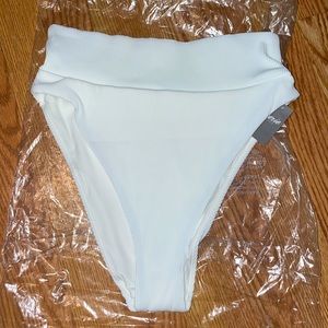 Brand NWT!!! Aerie white ribbed high waist cheeky bikini bottom Size: M